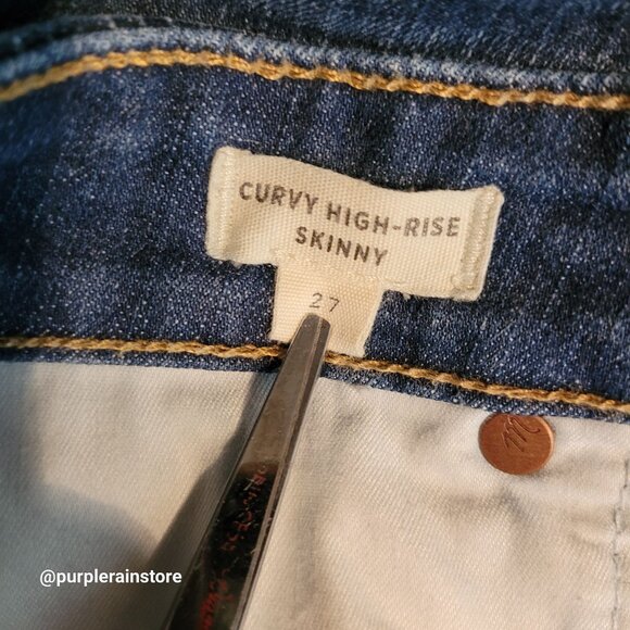 Madewell Jeans 27 Curvy High Rise Skinny Moreaux Wash AA621 Tummy Control - Picture 5 of 13
